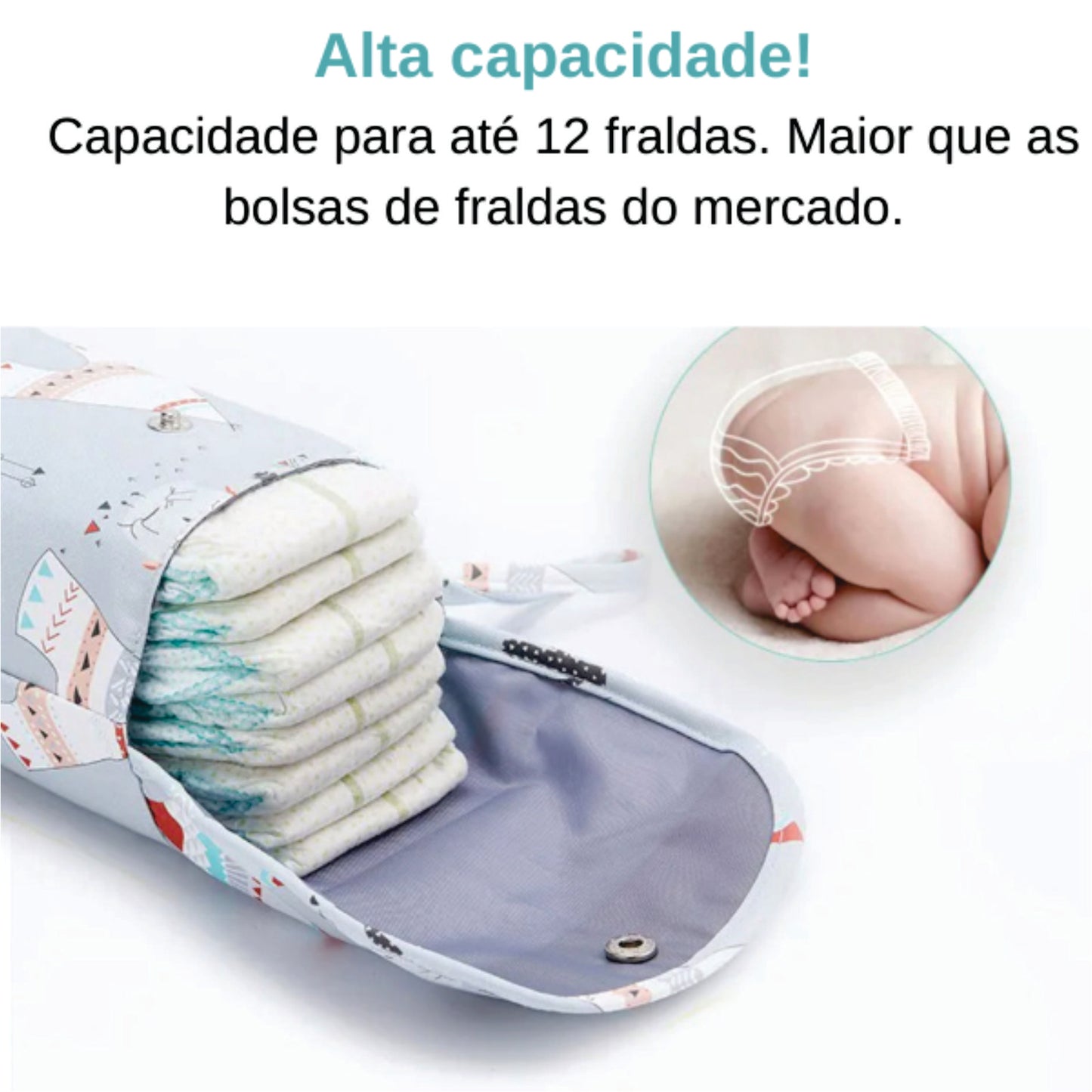 Bolsa a prova d´água para armazenamento de fralda de bebê