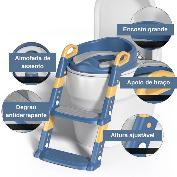 Assento redutor infantil com escada para assento sanitário